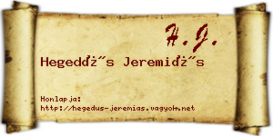 Hegedűs Jeremiás névjegykártya