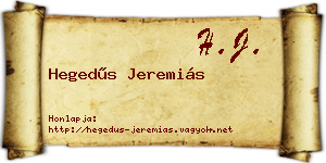 Hegedűs Jeremiás névjegykártya